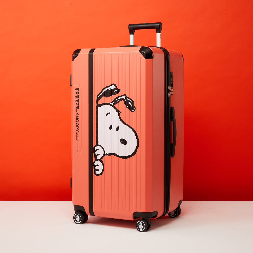Peanuts Snoopy "Peeking" Limited Edition 28 Inch Luggage - Peach Red