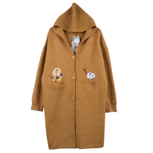 Peanuts Snoopy & Charlie Brown Long Hooded Cardigan