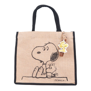 Peanuts Snoopy "Rooftop" Linen Tote Bag & Keychain