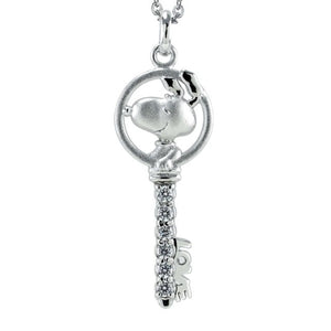 Peanuts Snoopy "Key to Happiness" Silver Pendant