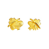 Peanuts Snoopy Woodstock "Beagle Scouts" Gold Earrings