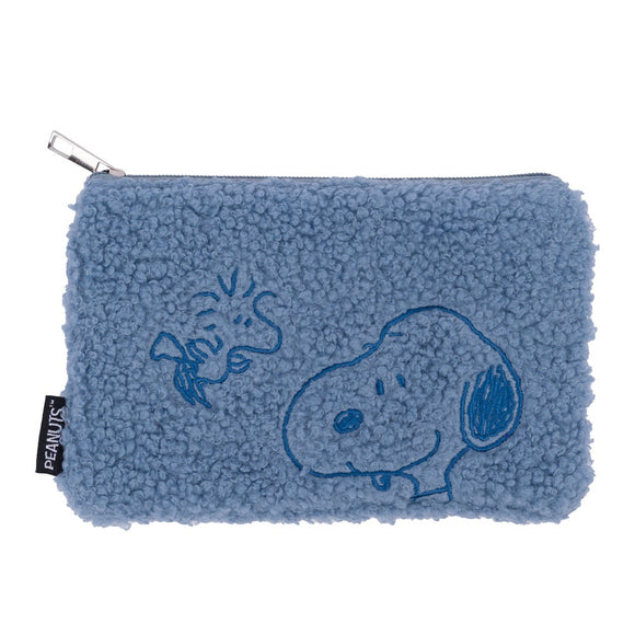 Peanuts Snoopy & Woodstock Fluffy Cosmetic Bag (Blue)