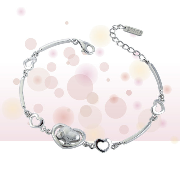Peanuts Snoopy “Heart to Heart” Silver Bracelet
