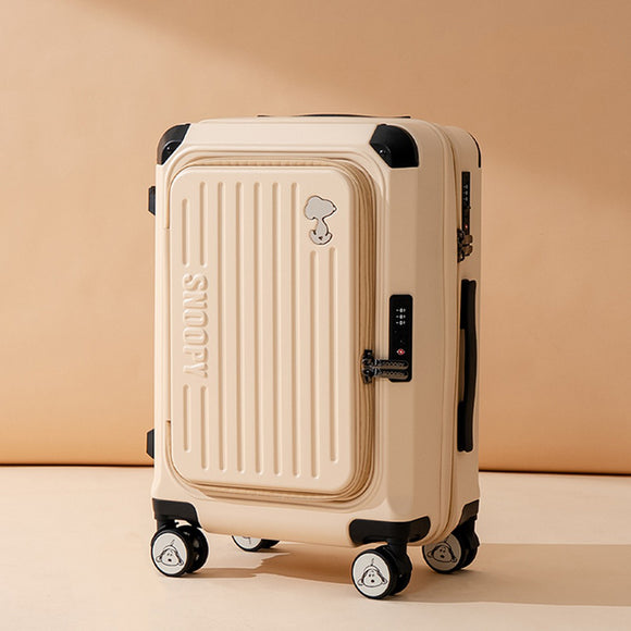 PEANUTS ベージュ キャリーバッグ・スリング Peanuts Snoopy Dual-Opening Carry On Luggage (Milk Tea Beige