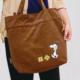 Peanuts Snoopy Drawstring Brown Tote Bag