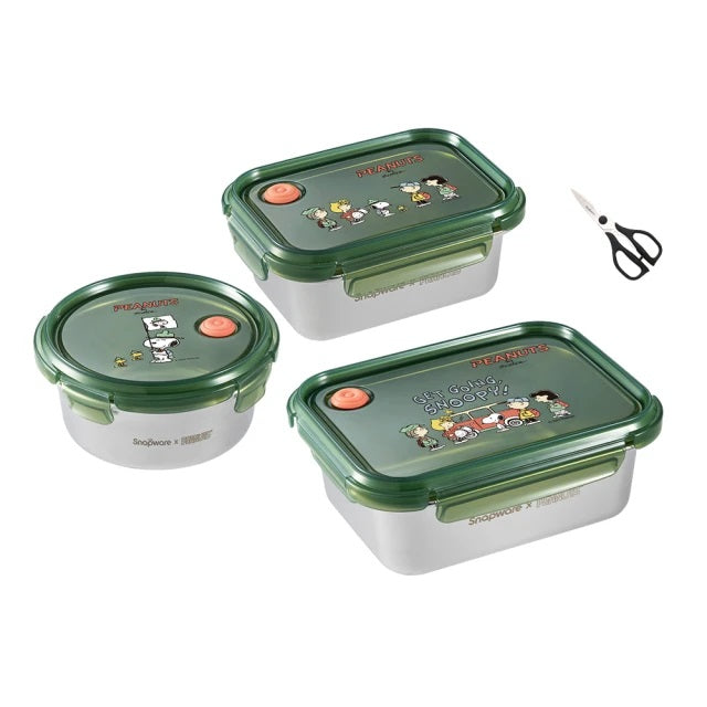 Corelle Peanuts Snoopy Beagle Scouts Container 3 PC Set (A) | SNPY ONLY