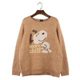 Peanuts Snoopy "More Chill" Knitted Sweater - Beige