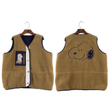 Peanuts Snoopy "Pals for Life" Reversible Fleece Vest (Brown)