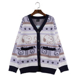 Peanuts Snoopy "Paw Prints" Knitted Sweater Jacket (Navy)