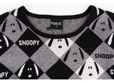 Peanuts Snoopy Motif Diamond Knitted Sweater - Black