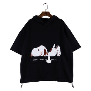 Peanuts Snoopy "Everything is Perfect" Short Sleeve Hoodie (Black)