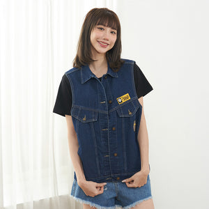 Peanuts Snoopy "Peanuts Records" Denim Vest (Blue)