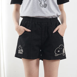 Peanuts Snoopy "Be Lazy" Black Denim Shorts