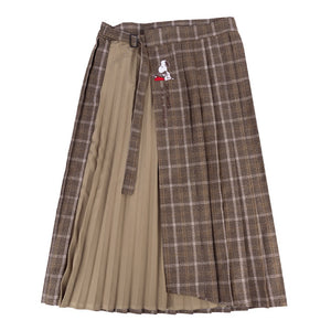 Peanuts Snoopy "Typewriter" Pleated Skirt (Brown)