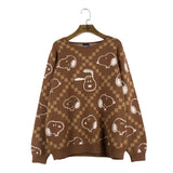 Peanuts Snoopy "Diamond Motif" Knitted Sweater (Brown)