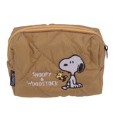 Peanuts Snoopy & Woodstock Quilted Cosmetic Bag (Brown)