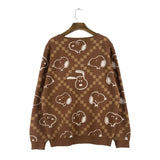 Peanuts Snoopy "Diamond Motif" Knitted Sweater (Brown)