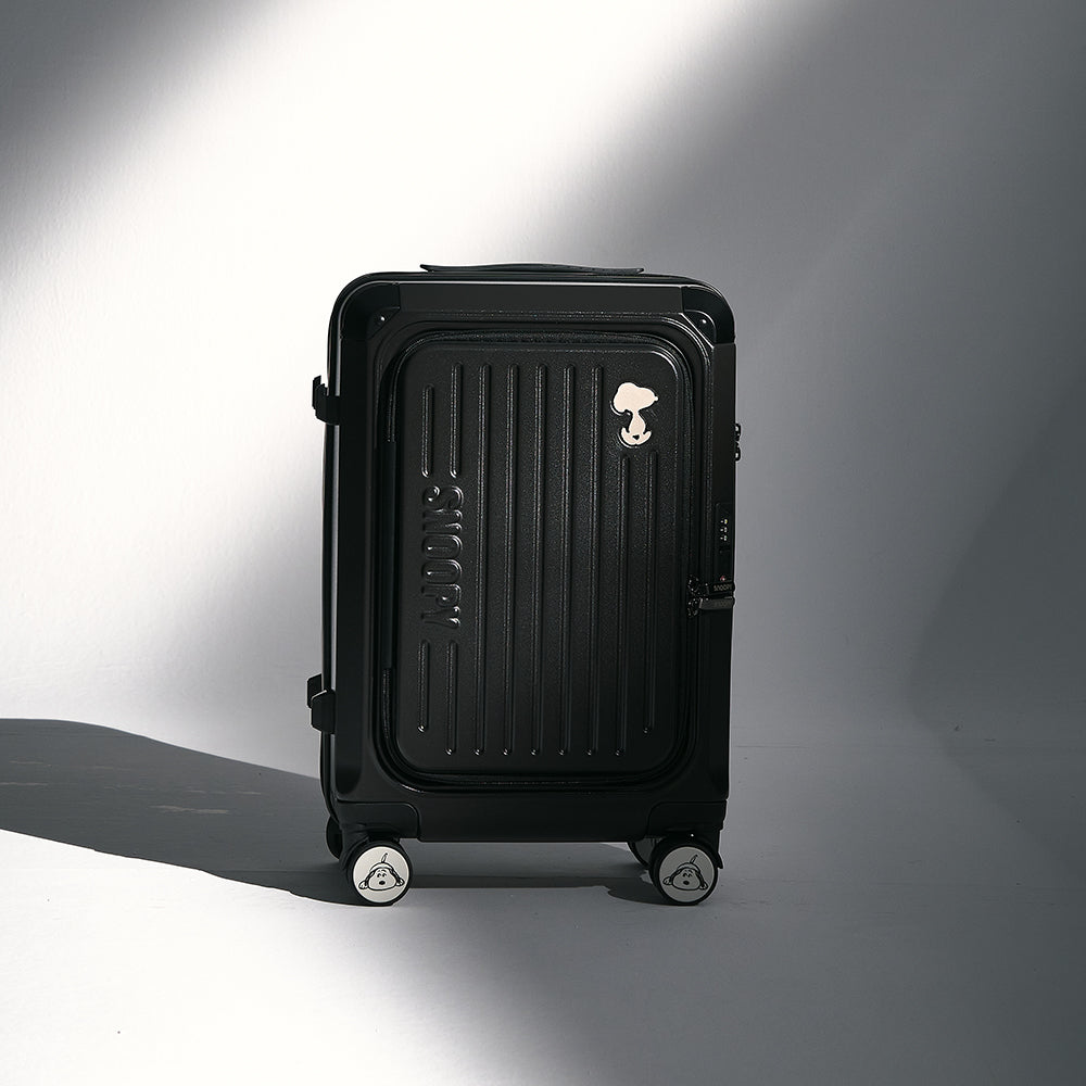 スヌーピー Peanuts Snoopy Dual-Opening Carry On Luggage (Black) | SNPY ONLY