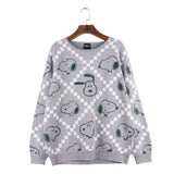 Peanuts Snoopy "Diamond Motif" Knitted Sweater (Gray)