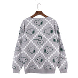 Peanuts Snoopy "Diamond Motif" Knitted Sweater (Gray)