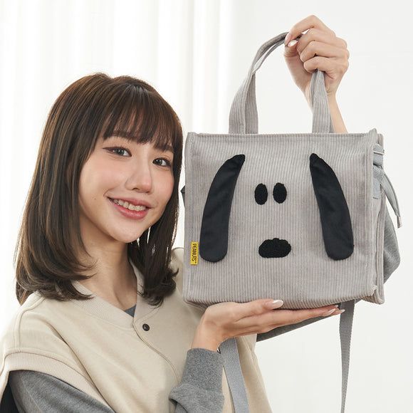 Peanuts Snoopy Corduroy Tote Bag (Gray)