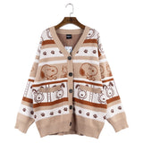 Peanuts Snoopy "Paw Prints" Knitted Sweater Jacket (Khaki)