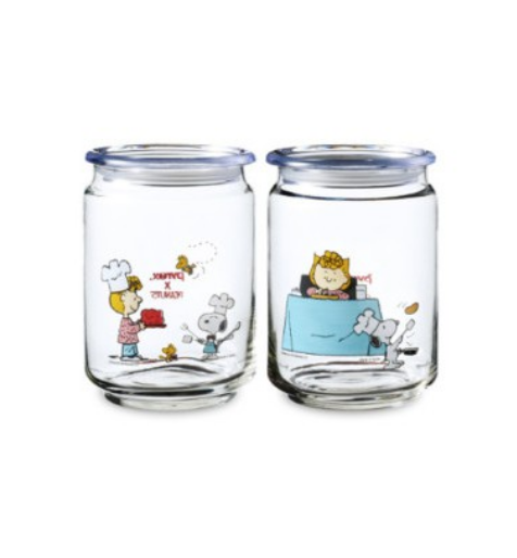 Peanuts Snoopy Pyrex Glass Jar Set