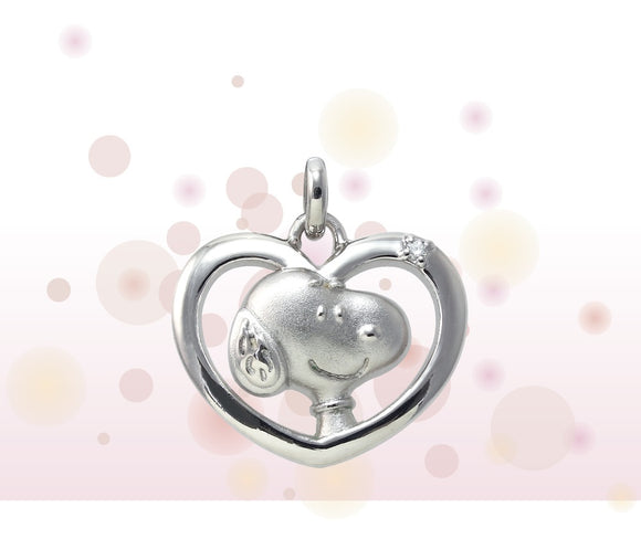 Snoopy Heart Sterling Silver Pendant