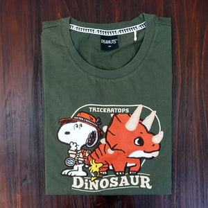 Free Hat! Peanuts Snoopy Dino Triceratops Men's T-Shirt