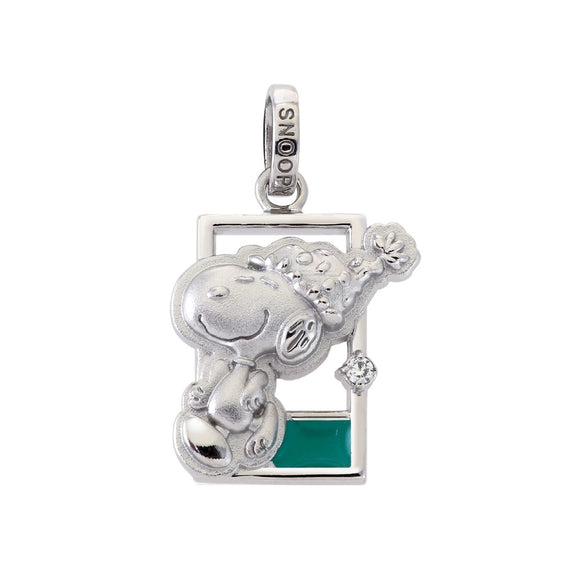 70th Anniversary Snoopy Sterling Silver Green Pendant