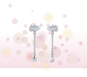 Snoopy Moon & Stars Sterling Silver Earrings