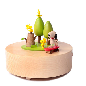 Snoopy Skateboarding With Woodstock Music Box