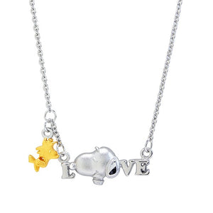 Snoopy & Woodstock LOVE Sterling Silver Pendant Necklace